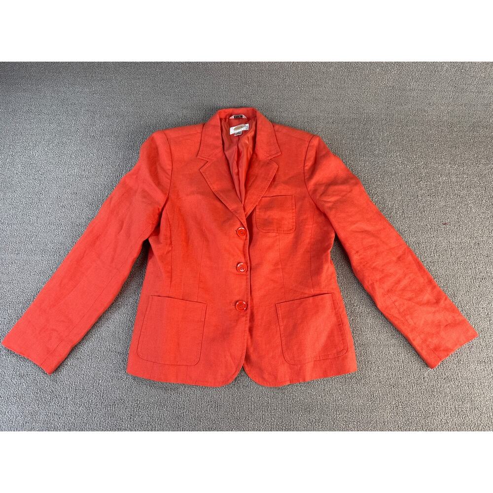 Talbots Petitie 100% Linen Blazer Career Orange Size 10‎ Petite